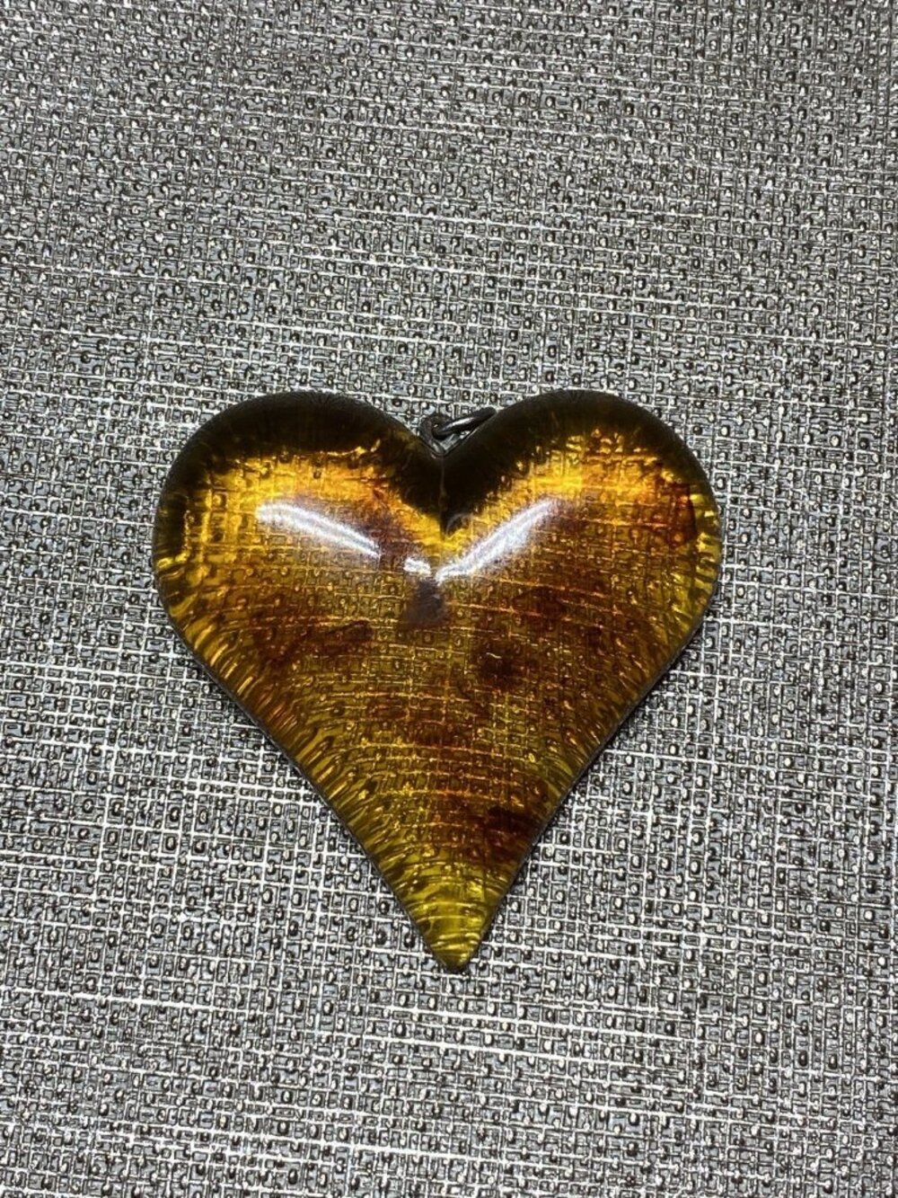 Large Baltic Amber Heart Pendant Pressed Amber Ambroid Honey Orange 11.85g